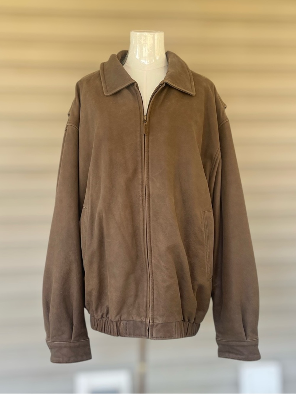 St. John’s Bay Brown Leather Jacket XXL Men’s Classic Zip-Up Coat